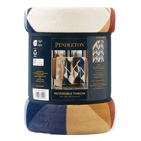 Pendleton Reversible Plush Throw, 600 GSM 50" x 70" Printed Patterns Throw - Picture 1 of 4